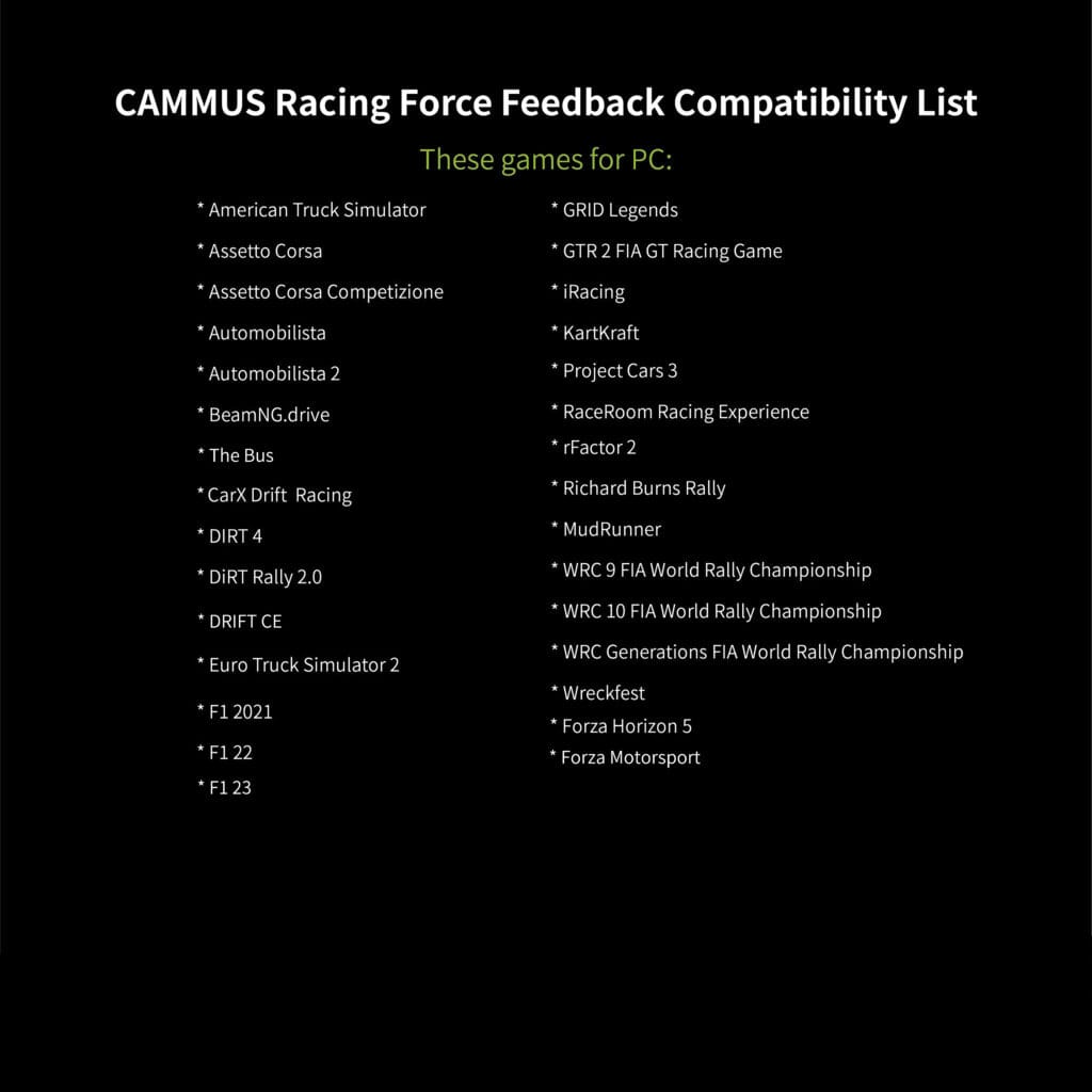 Cammus C12 game compatibility