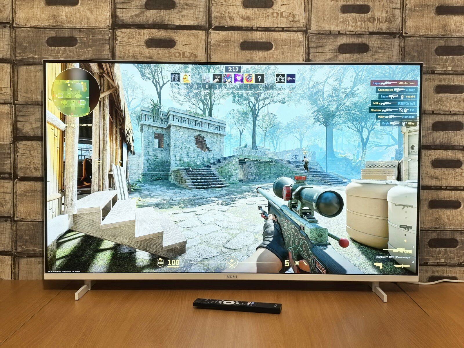 Photo by Andrey Matveev Television screen displaying a first-person shooter video game.