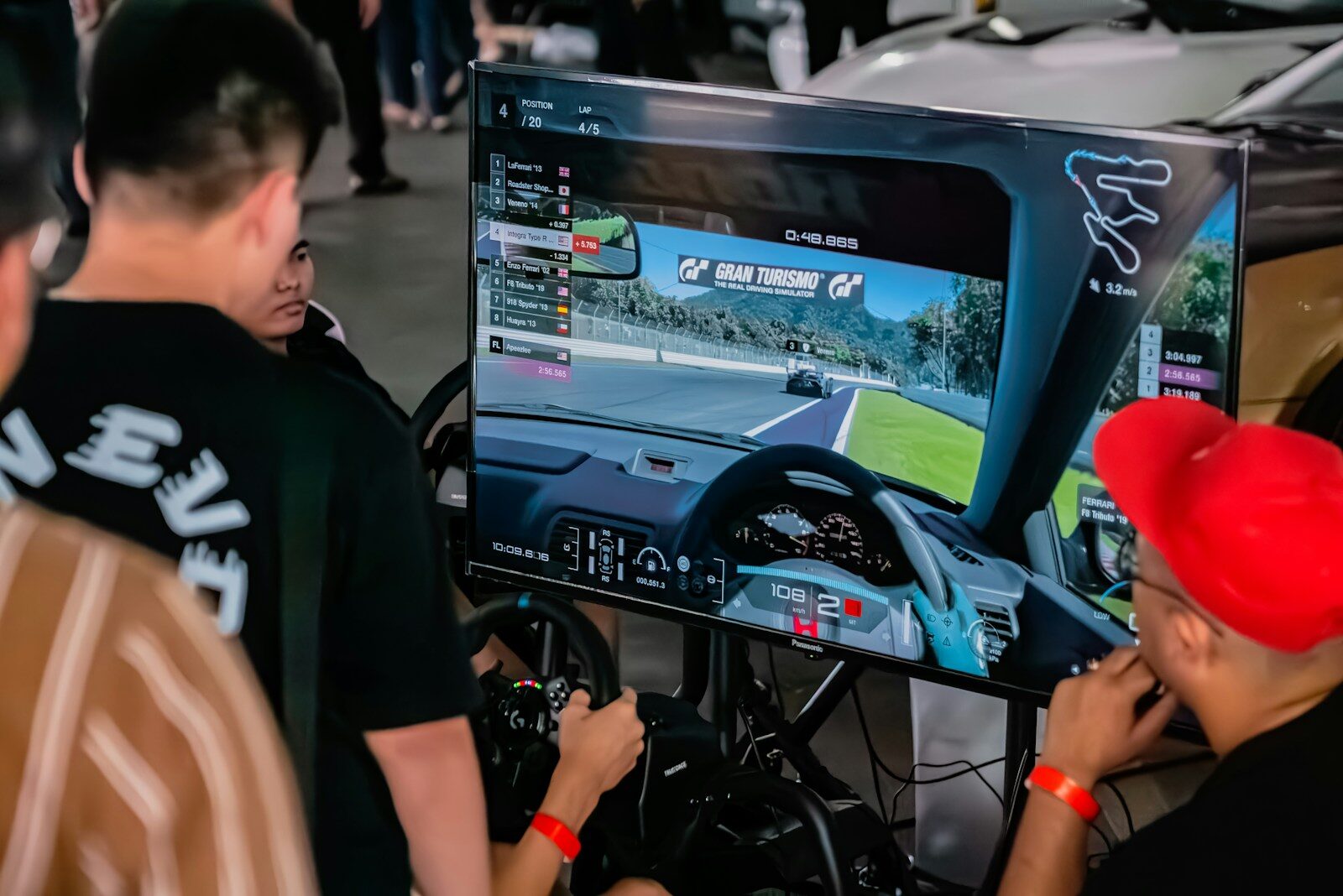 a group of people playing a video game